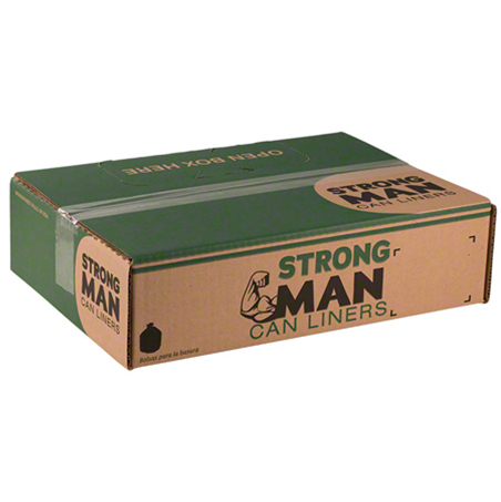 Strongman 40" x 46" 28mic (1.5mil) LD Heavy-Duty 40-45gal Black Trash Can Liner, 100-Liners/Case - Image 3