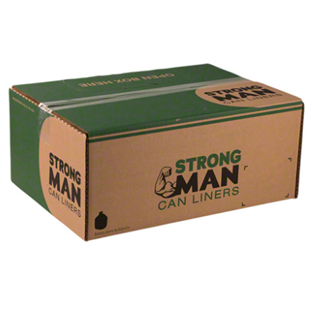 Strongman 43" x 47" 2.0mil 56gal Heavy-Duty Trash Can Liners, Black Roll 100-Liners/Case - Image 2