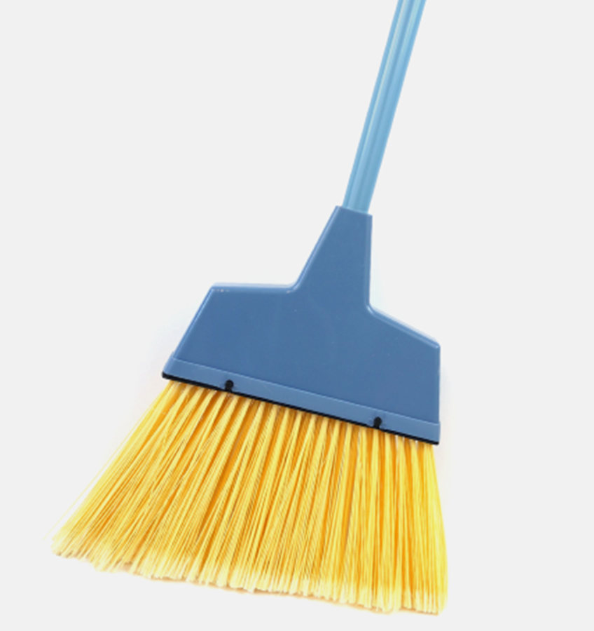 Angle 12" Commercial Broom Complete With Blue Metal Handle
