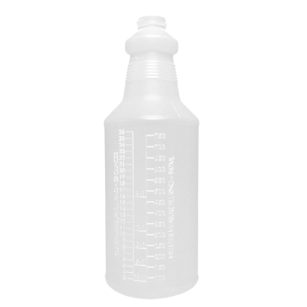 32 oz Natural Heavy Duty Carafe Plastic Spray Bottle, with Volume Markings , Neck Size 28-400