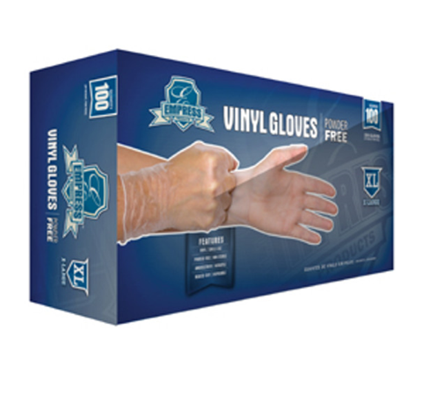 Empress EVPFXL4004 X-Large Powder Free Vinyl Disposable Gloves - 100 Gloves/Box, 10-Boxes/Case