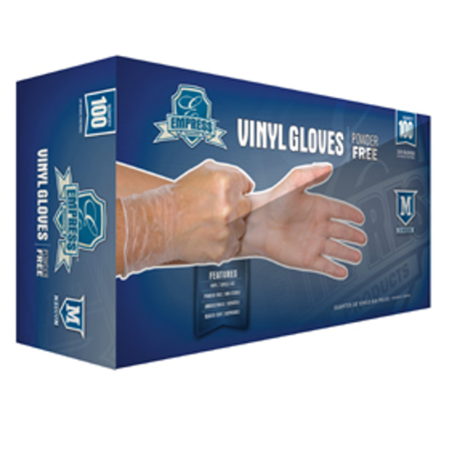 Empress EVPFM4002 Medium Powder Free Vinyl Disposable Gloves - 100 Gloves/Box, 10-Boxes/Case