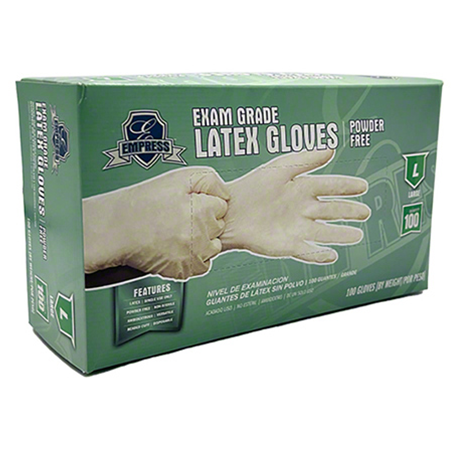 Empress™ ELEPFL2003 Latex Powder Free Exam Grade Glove - Large, 100-Gloves/Box, 10-Boxes/Case