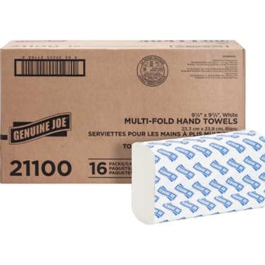 Genuine Joe 21100 Premium Multi-Fold 1-Ply Paper Towels, White, 4000-Towels/Case