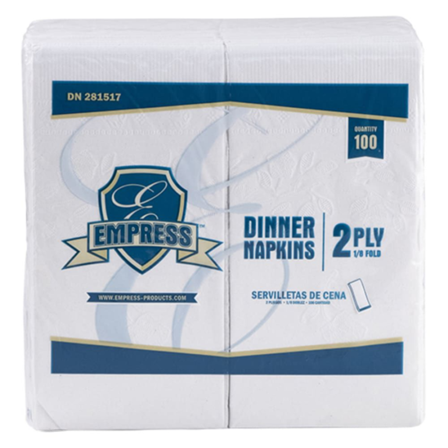 Empress DN 281517B Dinner Napkins White 1/8 Fold 2-Ply 15" x 17" Brick Pack 3000/Case