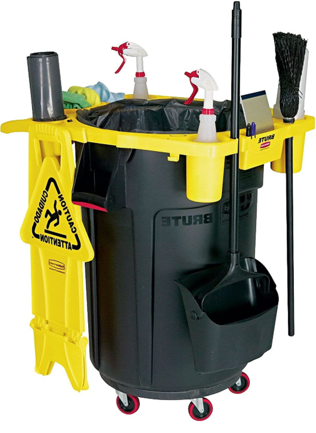 Rubbermaid RCP9W8700YW Commercial Brute Rim Caddy, For 44-Gallon Round Container, Safety Yellow - Image 2