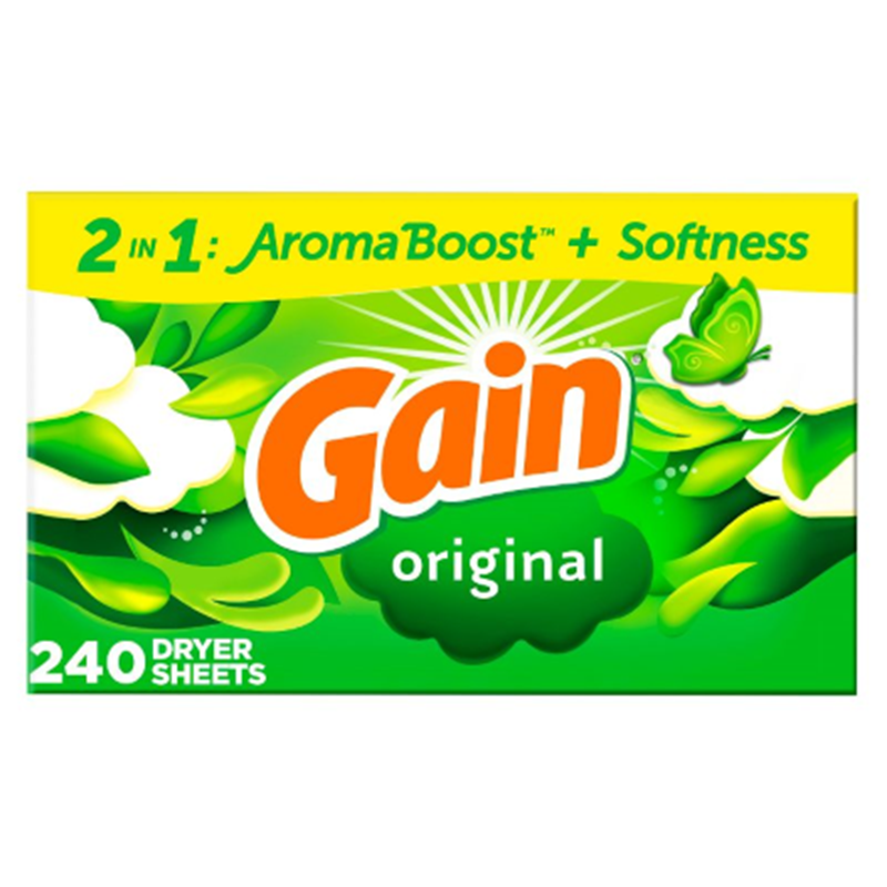 Gain Original Fabric Softener Dryer Sheets Original Scent, 240 count (BX)
