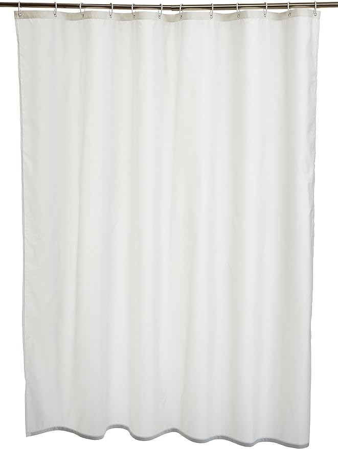 Bathroom Shower Curtain, Water Resistant Fabric with Grommets & Hooks, Machine Washable, 72"x72", White