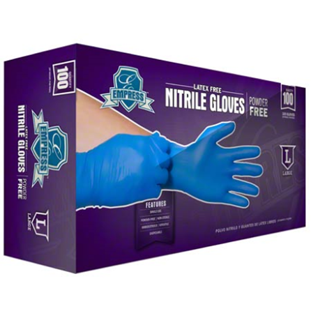 Empress™ Blue Nitrile Powder Free Glove, 3mil Large, 100/Box, 10-Boxes/Case