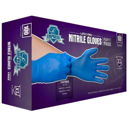 Empress™ ENPFXL2004 Blue Nitrile Powder Free Glove, 3mil X-Large, 100/Box, 10-Boxes/Case