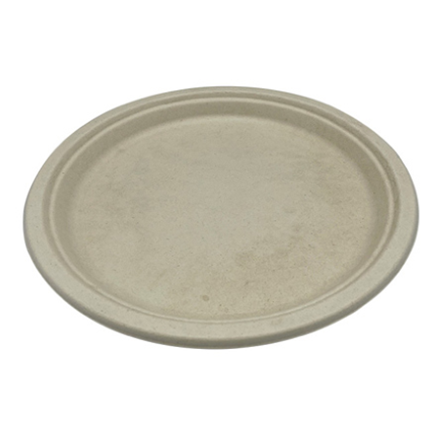 Empress Earth Heavy Weight Compostable Natural White Bagasse PFAS Free Plate, 10 inch - 500/Per Case