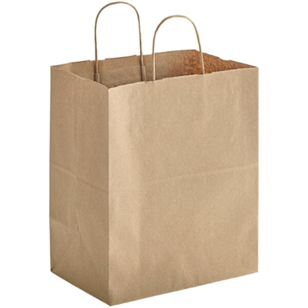Kraft 13" x 7" x 13" Paper Square-bottom Shopping Bags with Handle 250/Case