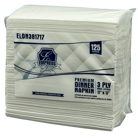 Empress ELDN381717 Premium 1/8 Fold 3-Ply Dinner Napkin - 17" x 17", White 2000/Case