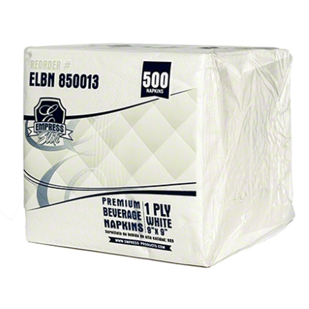 Empress ELBN 850013 Elite Premium Beverage Napkin 9" x 9," White, 1-ply 8 / 500 Case