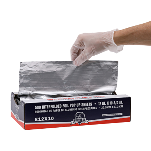 Empress E12X10 Foil Pop Up Aluminum Sheets 12" X 10.75" 500 Sheets/Box, 6 Boxes/Case