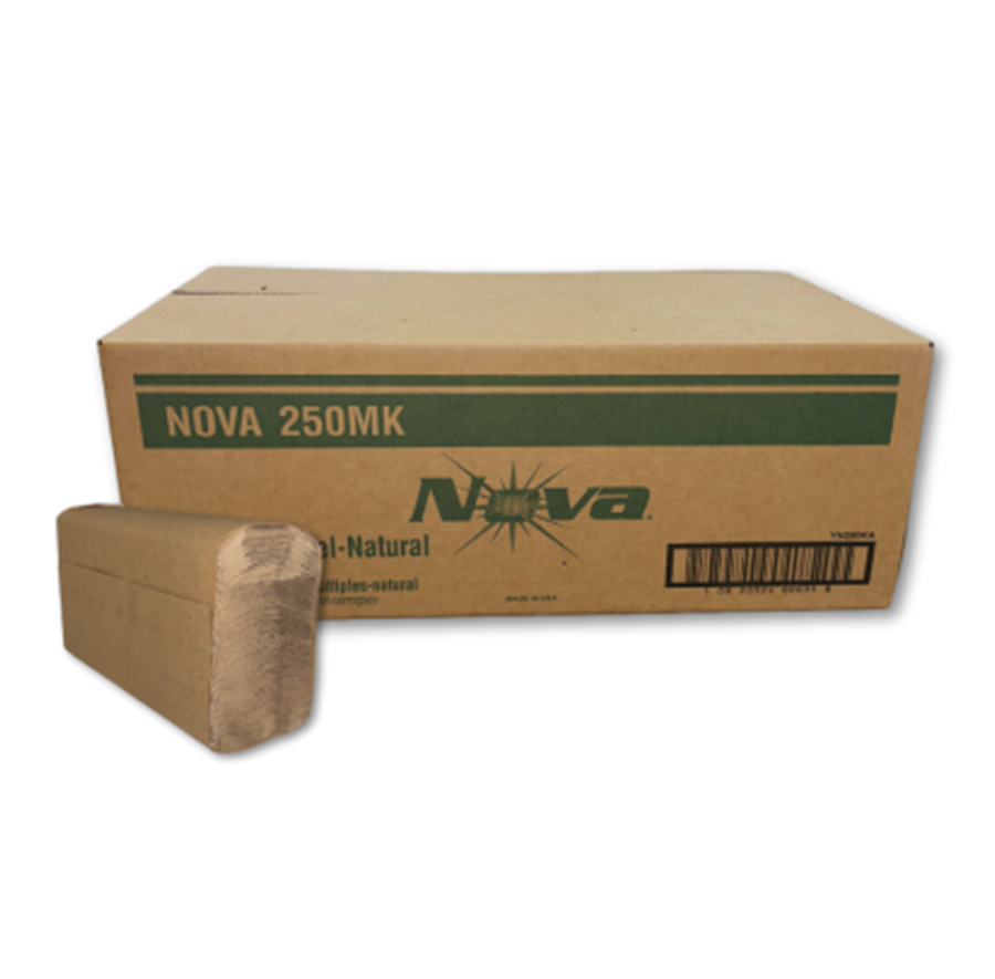 NOVA MK250 Brown Multifold Towels 9.125" x 9.45, 16/250 4000/case